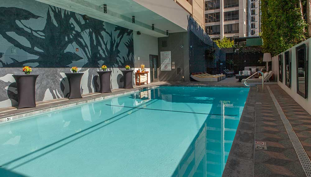 poolside event set up at Kimpton Palomar Los Angeles.